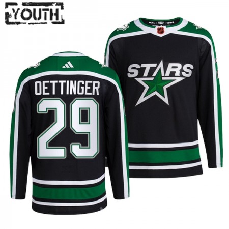 Dallas Stars tröja Jake Oettinger 29 Adidas 2022-23 Svart Reverse Retro 2.0 Authentic - NHL Tröjor Barn